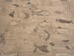 Details of Neutral Color Artistic Fish Design Modern Hallway Runner Rug 11004 by Nazmiyal Antique Rugs
