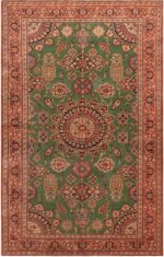 Green Background Antique Persian Tabriz Rug 72470 by Nazmiyal Antique Rugs