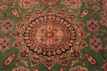 Medallion Of Green Background Antique Persian Tabriz Rug 72470 by Nazmiyal Antique Rugs