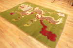 Side View of Vintage Indian Green Dragon Design Area Rug 72843 by Nazmiyal Antique Rugs
