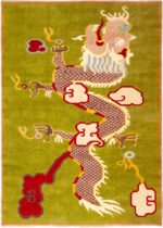 Vintage Indian Green Dragon Design Area Rug 72843 by Nazmiyal Antique Rugs