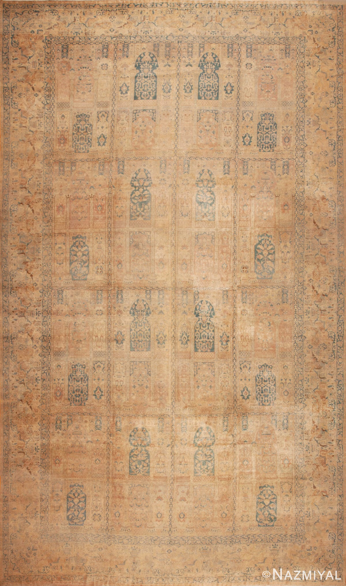 Antique Oversized Garden Design Persian Tabriz Rug 72085 by Nazmiyal Antique Rugs