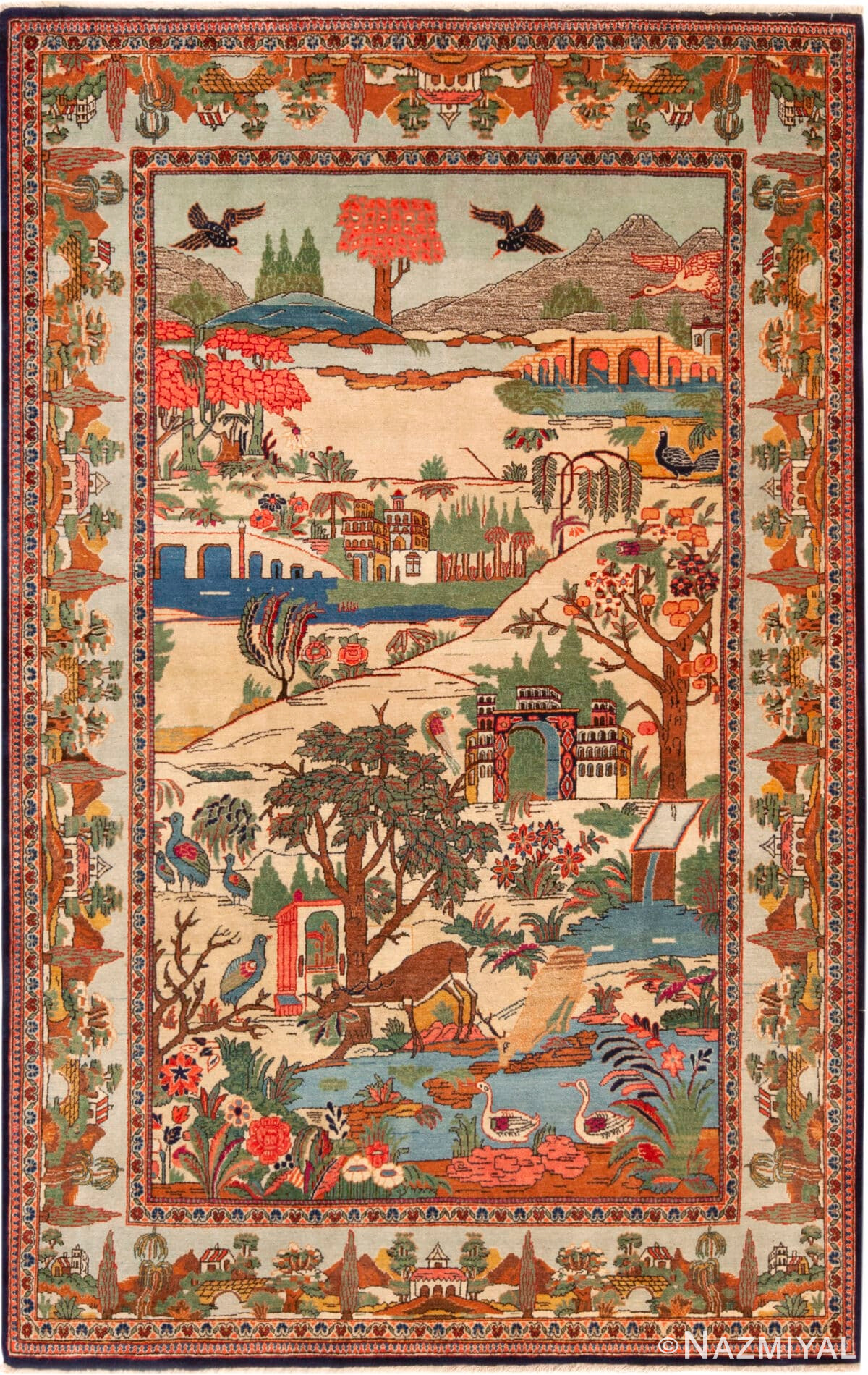 Antique Persian Kashan Area Rug 72867 by Nazmiyal Antique Rugs
