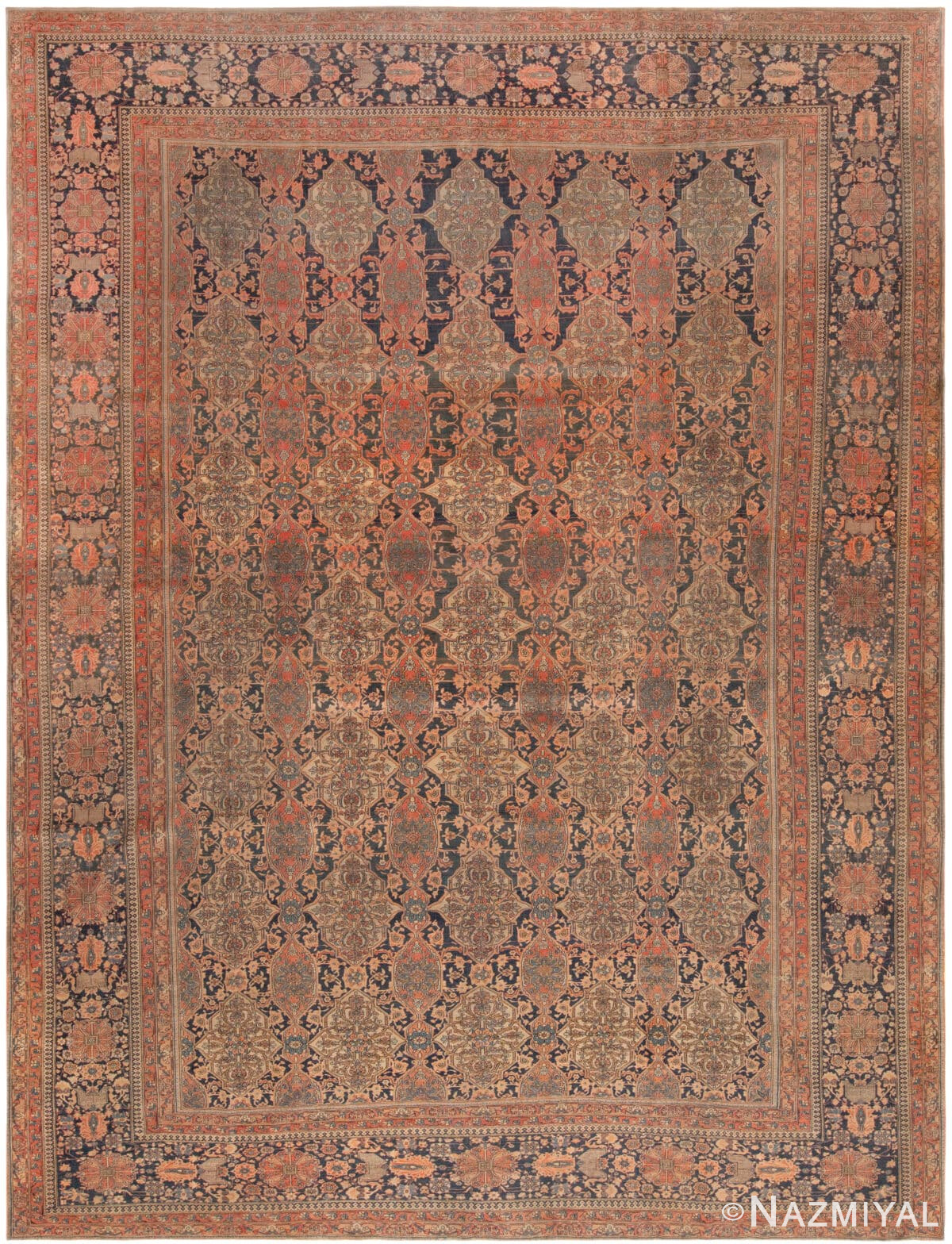Antique Persian Mohtashem Kashan Area Rug 72480 by Nazmiyal Antique Rugs