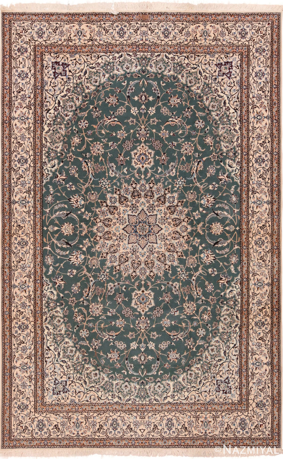 Fine Wool And Silk Vintage Persian Nain Rug 72462 by Nazmiyal Antique Rugs