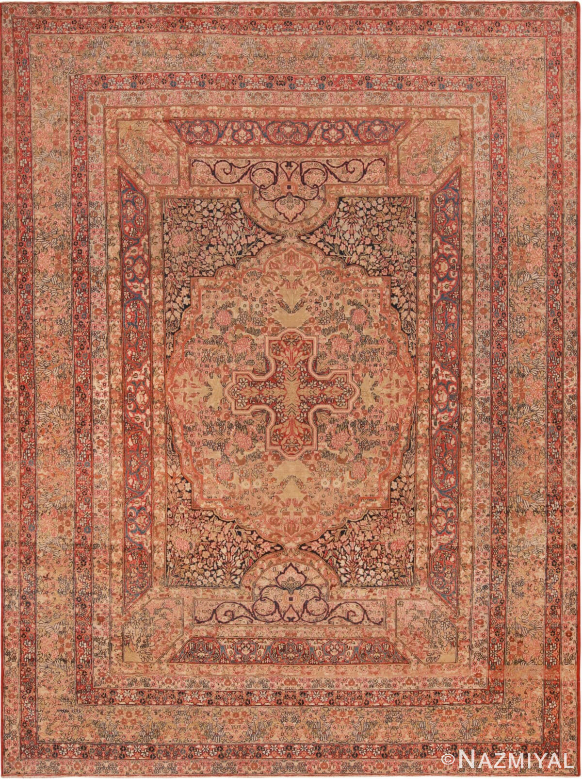 Floral Antique Persian Kerman Rug 72224 by Nazmiyal Antique Rugs