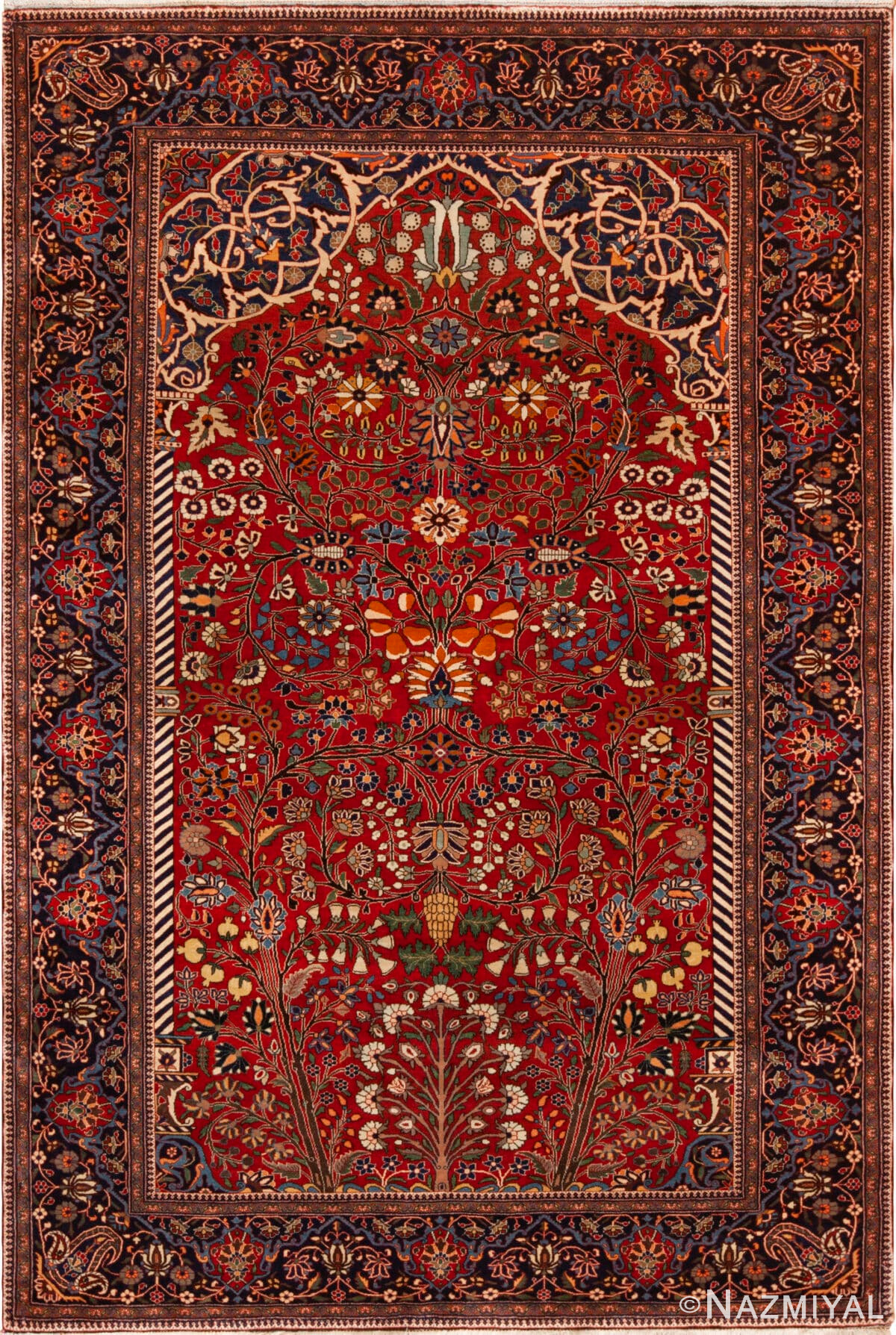 Floral Antique Persian Mohtashem Kashan Prayer Design Rug 72854 by Nazmiyal Antique Rugs