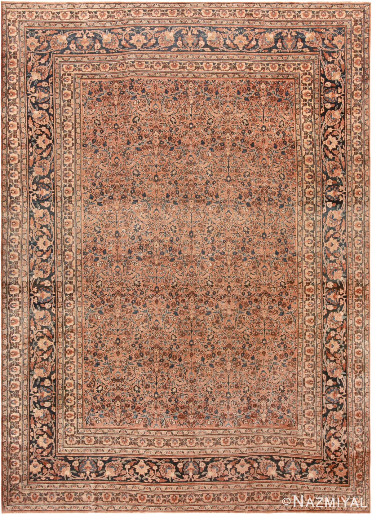 Large Floral Antique Persian Khorassan Rug 72231 by Nazmiyal Antique Rugs