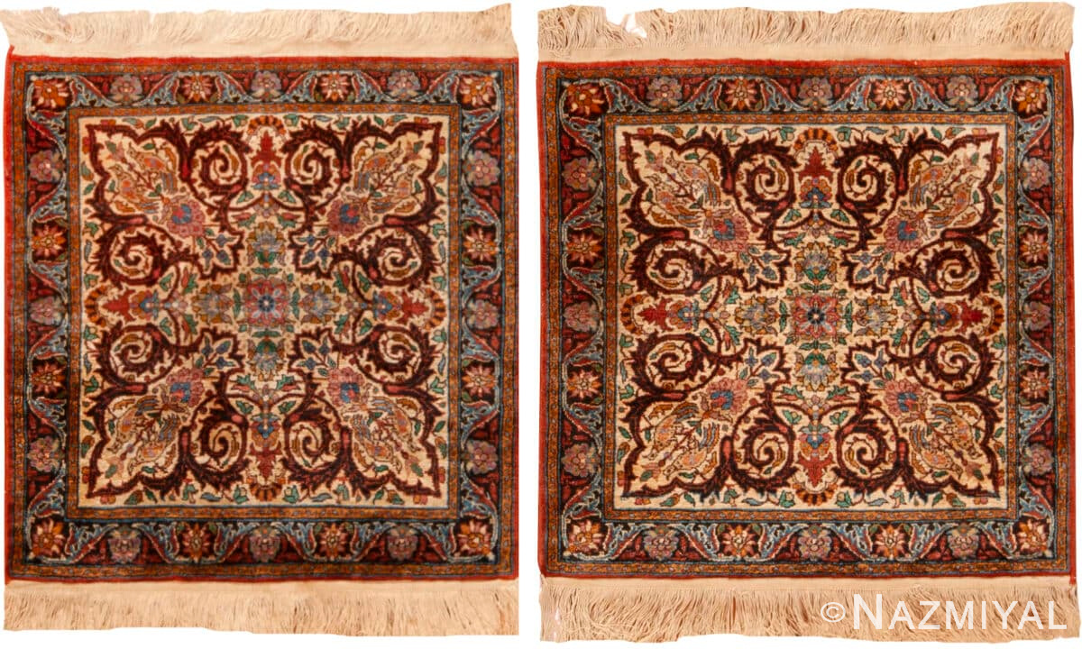 Pair Of Silk Antique Persian Tabriz Rugs 72863 by Nazmiyal Antique Rugs