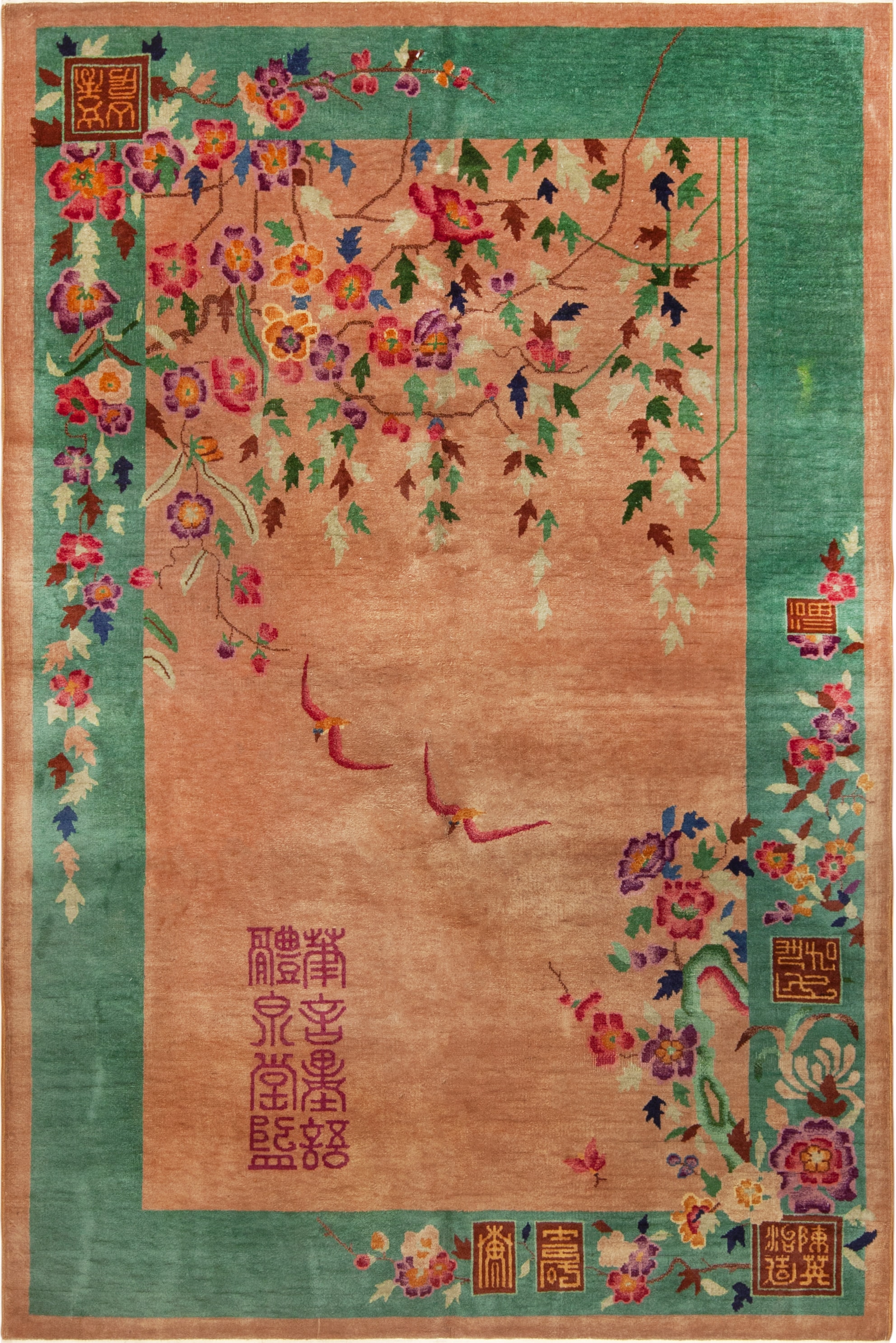 Gold Color Antique Chinese Art Deco Rug 72973 Nazmiyal Rugs