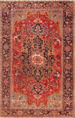 Antique Geometric Medallion Persian Heriz 72877 by Nazmiyal Antique Rugs