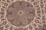 Close Up of Classic Ivory and Blue Fine Silk and Wool Vintage Persian Nain Rug 72463 by Nazmiyal Antique Rugs