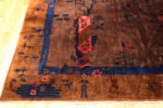Corner of Antique Chinese Art Deco Brown Rug 72893 by Nazmiyal Antique Rugs
