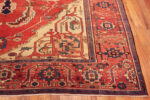 Corner of Central Medallion Geometric Antique Persian Serapi Area Rug 72872 by Nazmiyal Antique Rugs