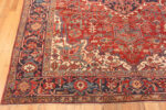 Corner of Antique Red Geometric Medallion Persian Heriz 72874 by Nazmiyal Antique Rugs