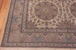 Corner of Classic Ivory and Blue Fine Silk and Wool Vintage Persian Nain Rug 72463 by Nazmiyal Antique Rugs