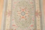 Medallion of Vintage Persian Qum Silk Floral Medallion Hallway Runner Rug 72788 by Nazmiyal Antique Rugs