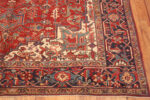Side of Antique Red Geometric Medallion Persian Heriz 72874 by Nazmiyal Antique Rugs