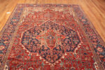 Top of Antique Red Geometric Medallion Persian Heriz 72874 by Nazmiyal Antique Rugs
