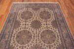 Top of Classic Ivory and Blue Fine Silk and Wool Vintage Persian Nain Rug 72463 by Nazmiyal Antique Rugs