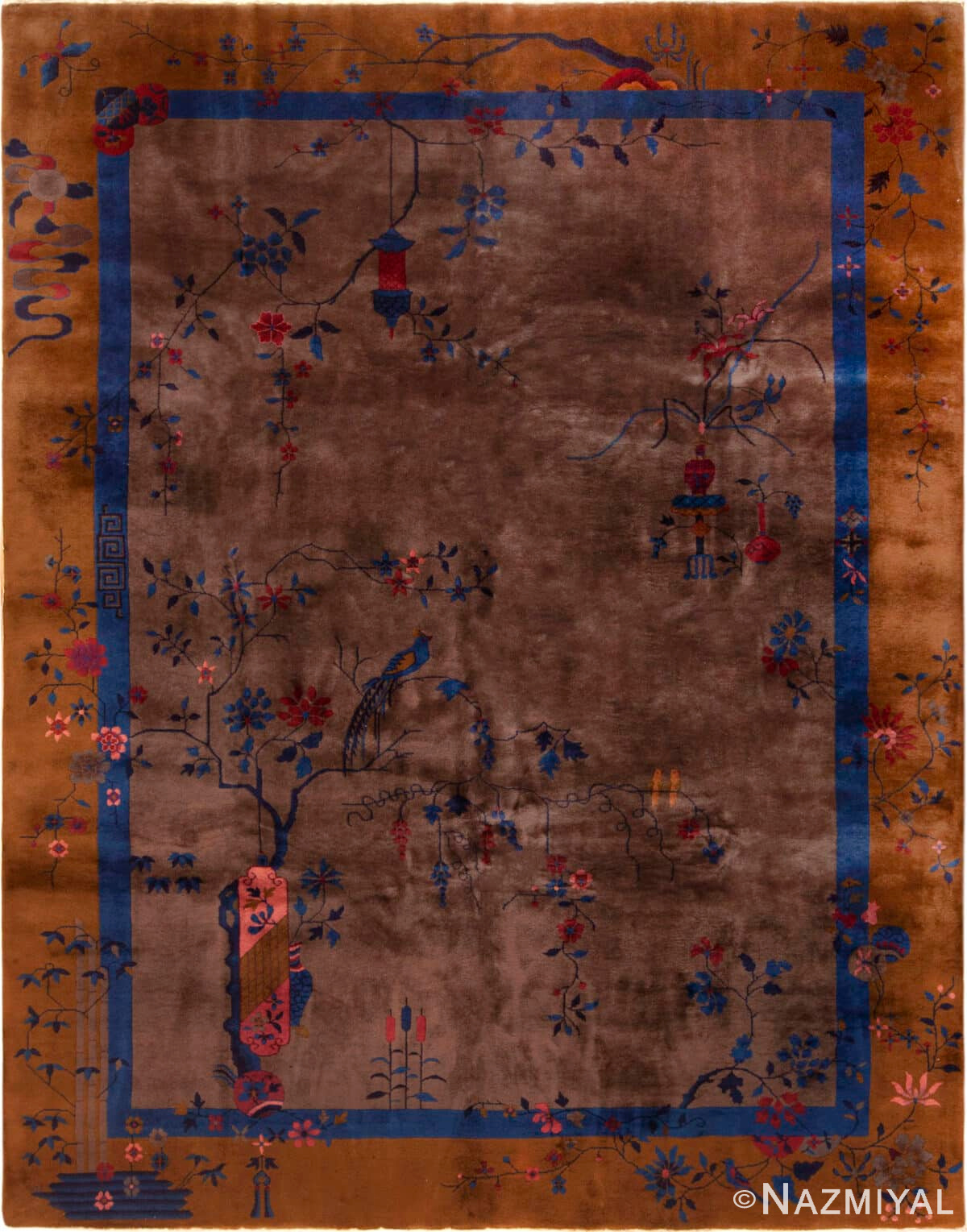 Antique Chinese Art Deco Brown Rug 72893 by Nazmiyal Antique Rugs