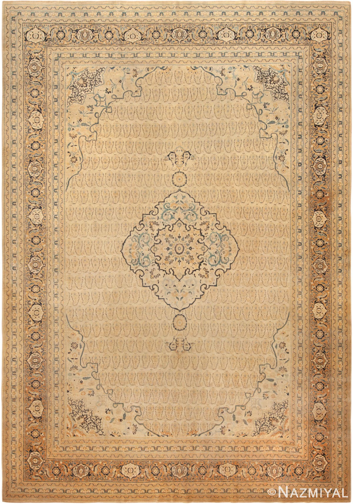Antique Floral Haji Jalili Persian Tabriz 72693 by Nazmiyal Antique Rugs