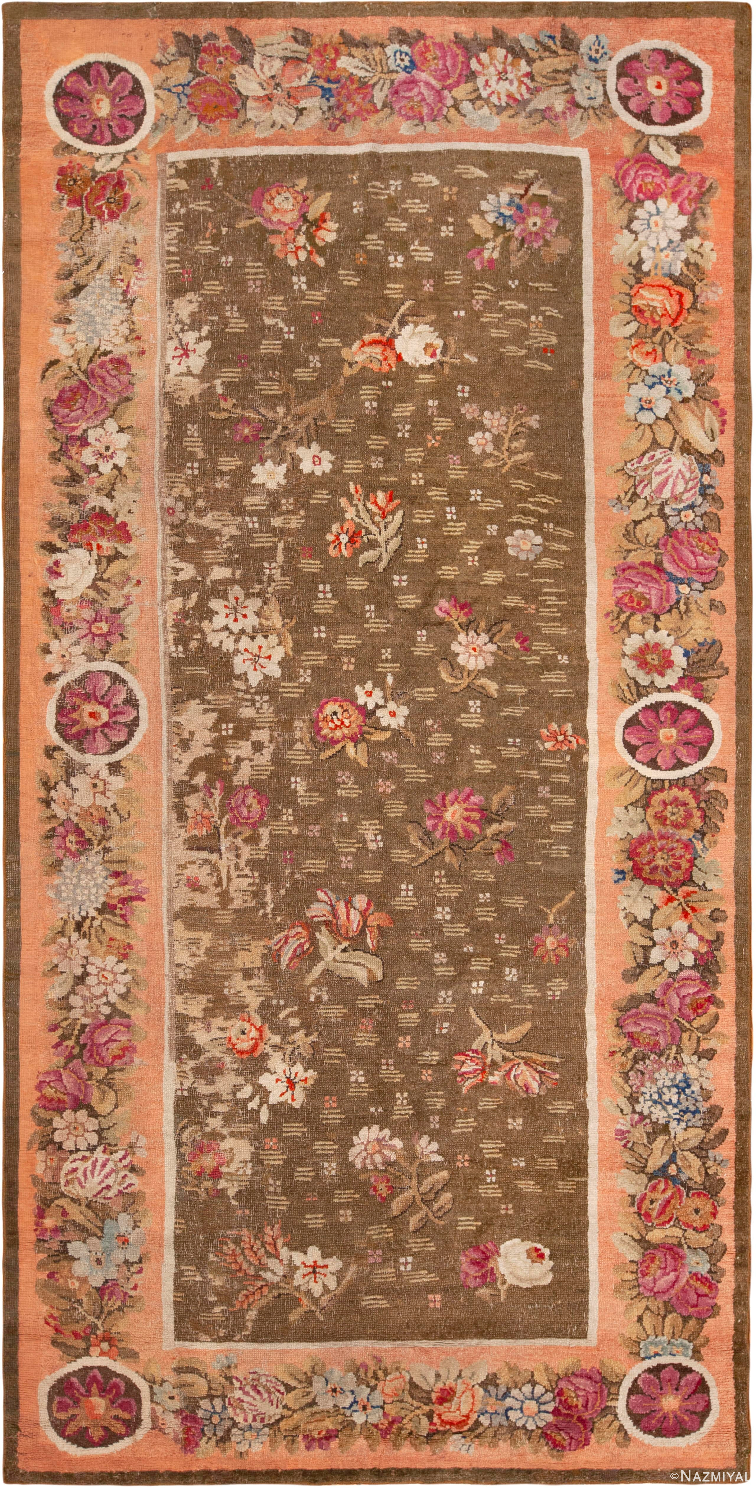 Floral Antique French Savonnerie Gallery Size Rug 72531