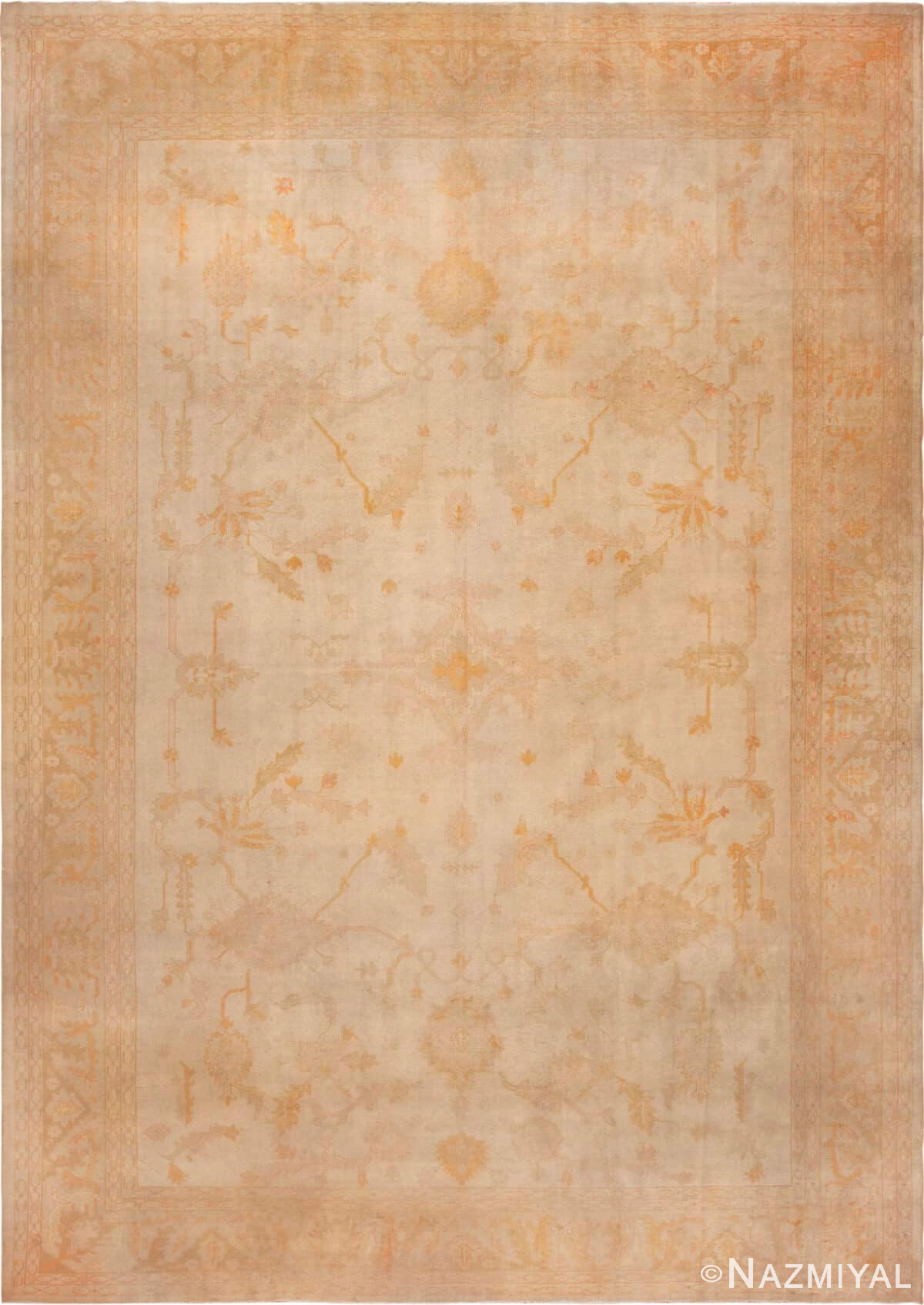 Antique Geometric Turkish Oushak Rug 72847 by Nazmiyal Antique Rugs