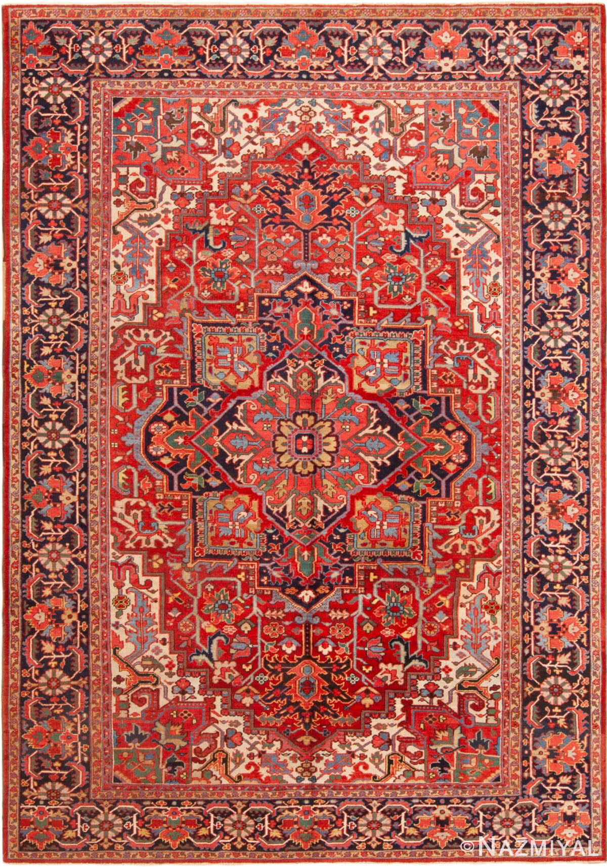 Antique Rustic Persian Heriz 72873 by Nazmiyal Antique Rugs