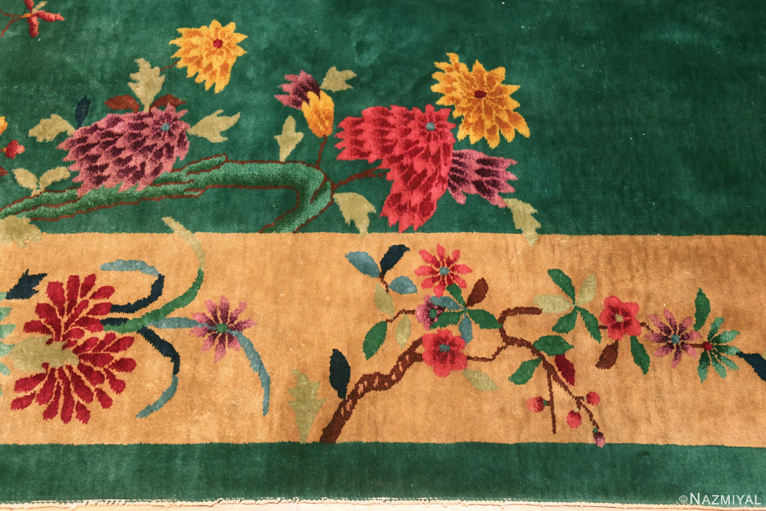 Vibrant Antique Chinese Art Deco Rug In Green 72889 Nazmiyal