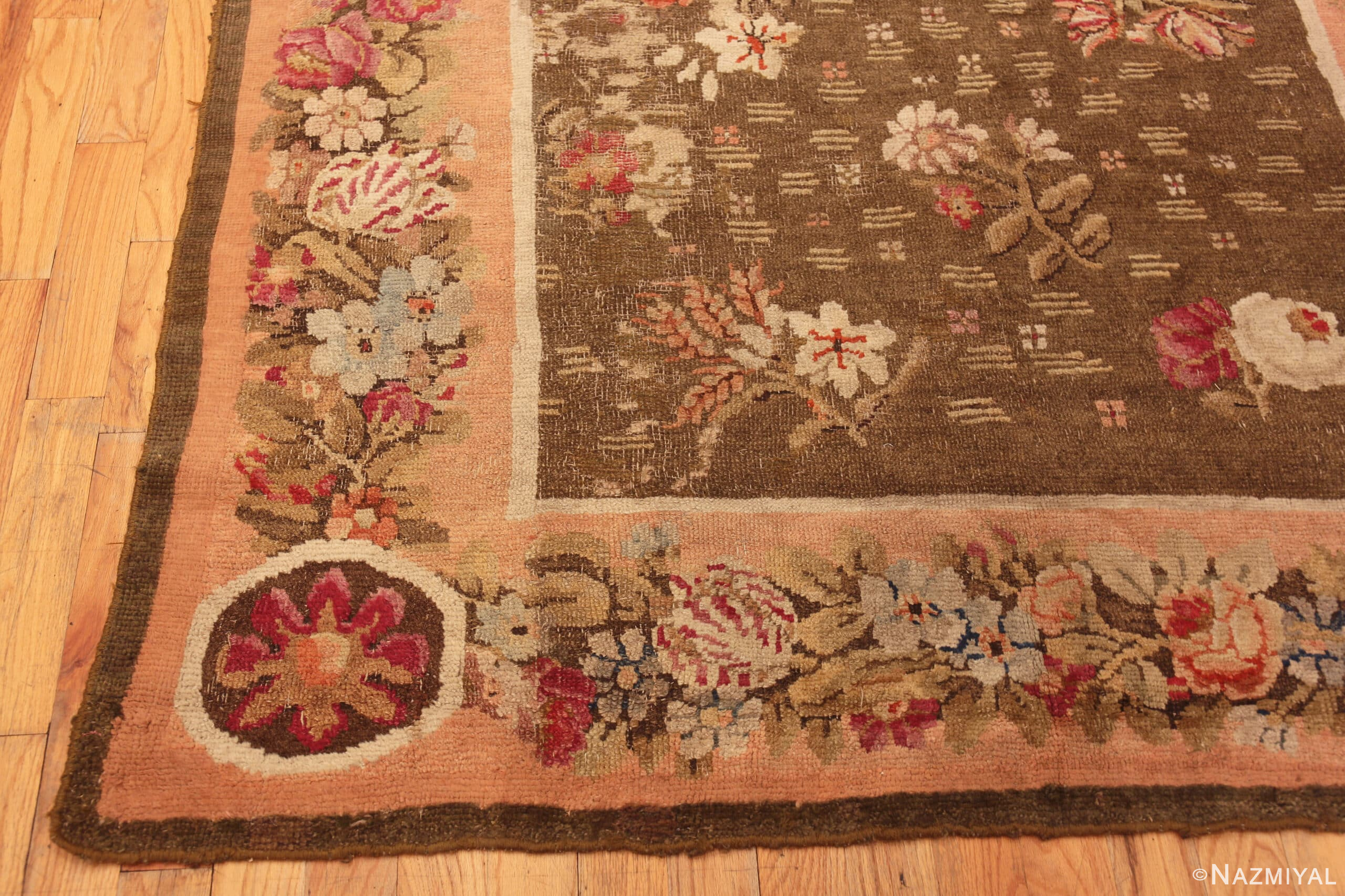 Floral Antique French Savonnerie Gallery Size Rug 72531