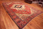 Whole View of Central Medallion Geometric Antique Persian Serapi Area Rug 72872 by Nazmiyal Antique Rugs