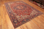 Whole View of Antique Red Geometric Medallion Persian Heriz 72874 by Nazmiyal Antique Rugs
