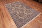Whole View of Classic Ivory and Blue Fine Silk and Wool Vintage Persian Nain Rug 72463 by Nazmiyal Antique Rugs