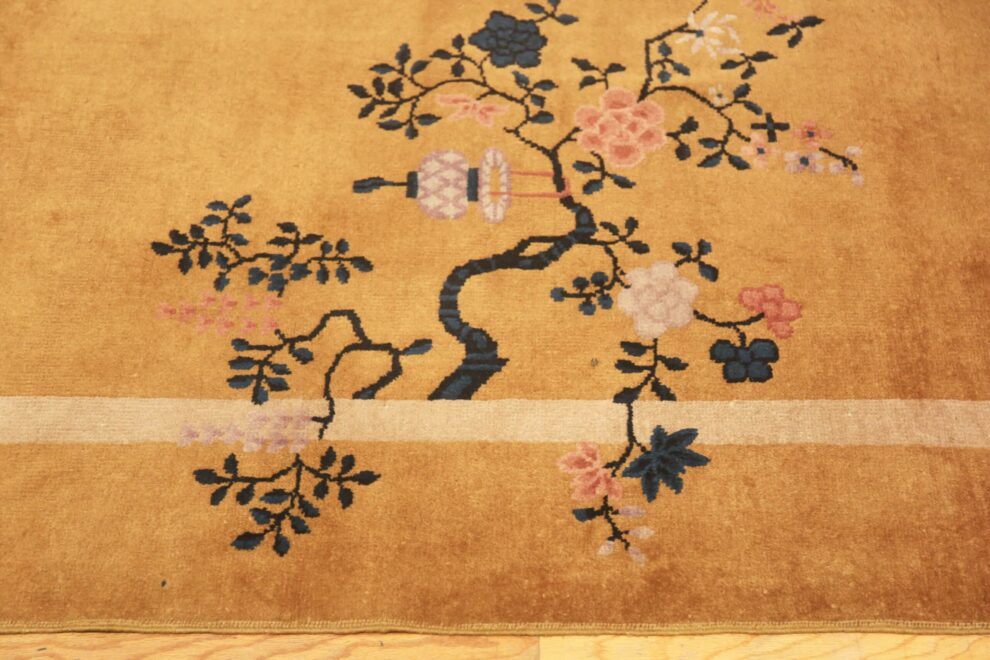 Gold Color Antique Chinese Art Deco Rug 72973 Nazmiyal Rugs