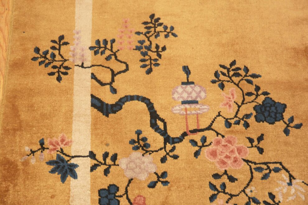 Gold Color Antique Chinese Art Deco Rug 72973 Nazmiyal Rugs