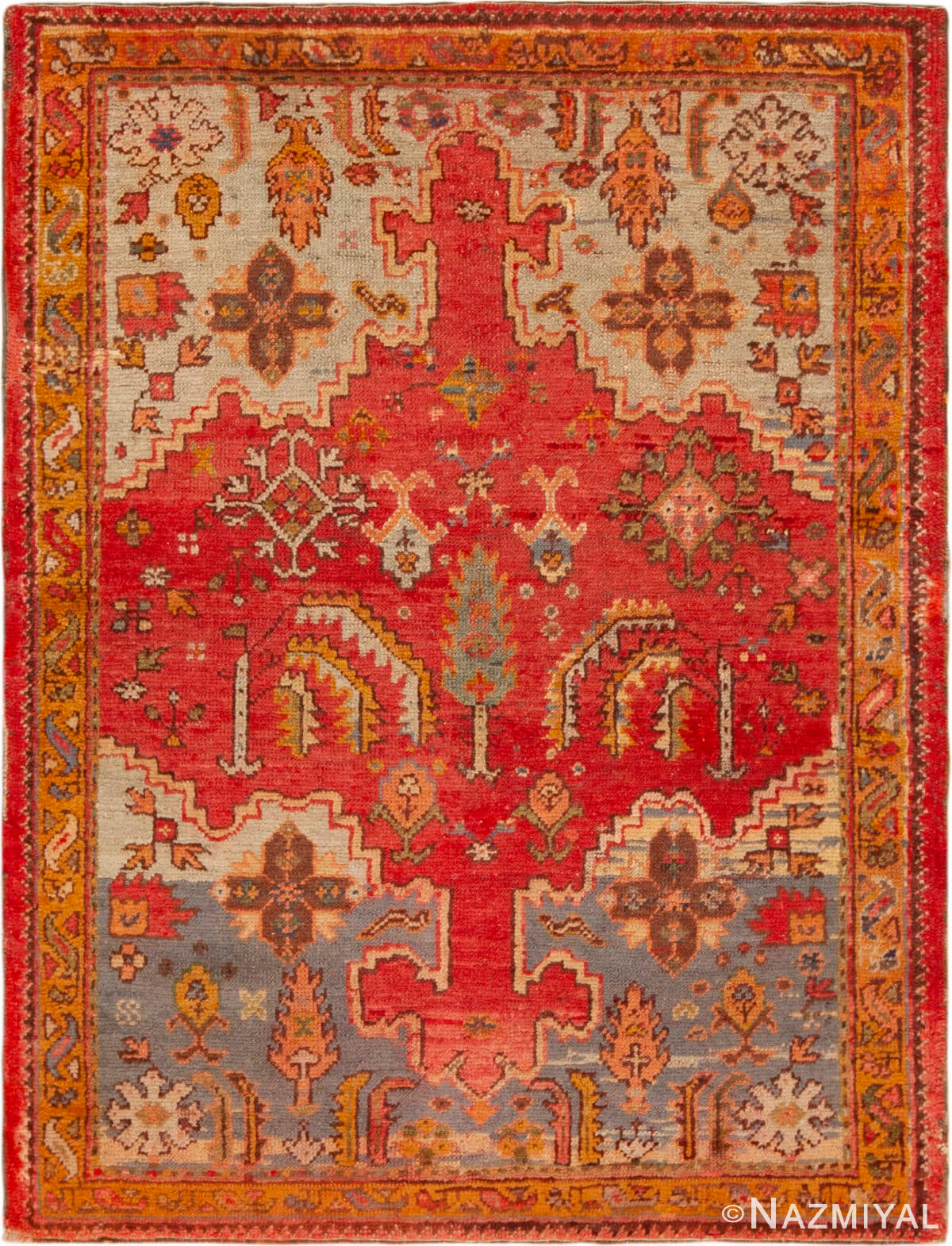 Antique Tribal Weeping Willow Design Turkish Oushak Rug 72974 by Nazmiyal Antique Rugs