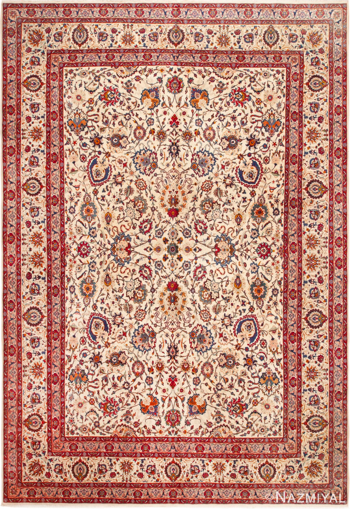 Large Vintage Persian Kashan Floral Rug 72971 by Nazmiyal Antique Rugs