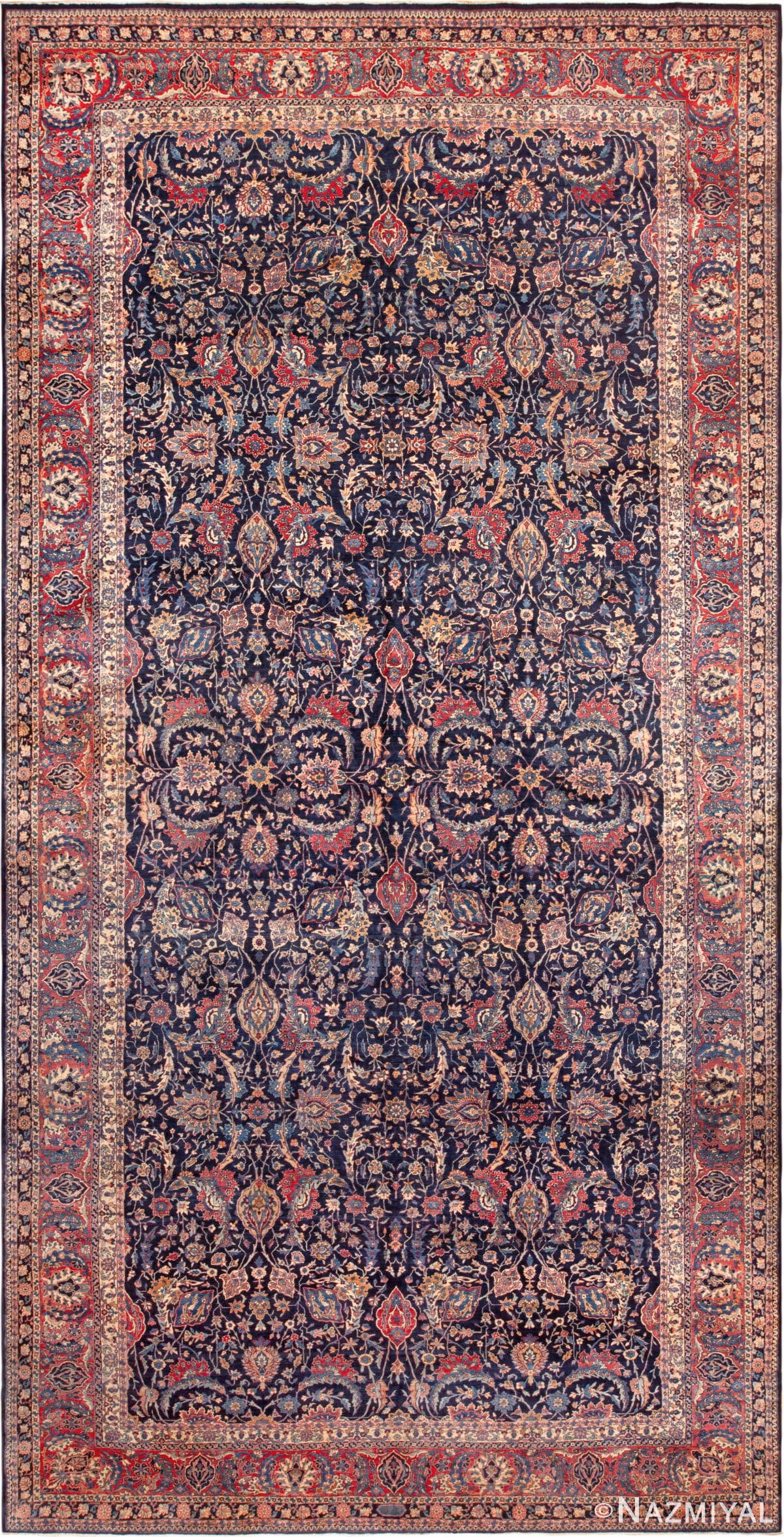 Oversized Antique Persian Kerman Floral Sickle Design Rug 72979 by Nazmiyal Antique Rugs