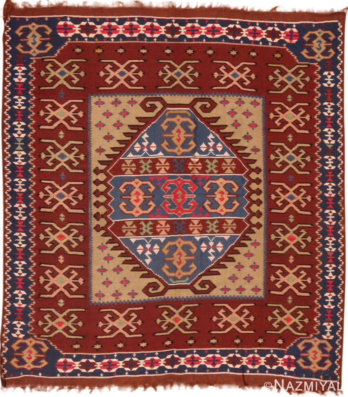 Silk Antique Turkish Kilim 72950 by Nazmiyal Antique Rugs