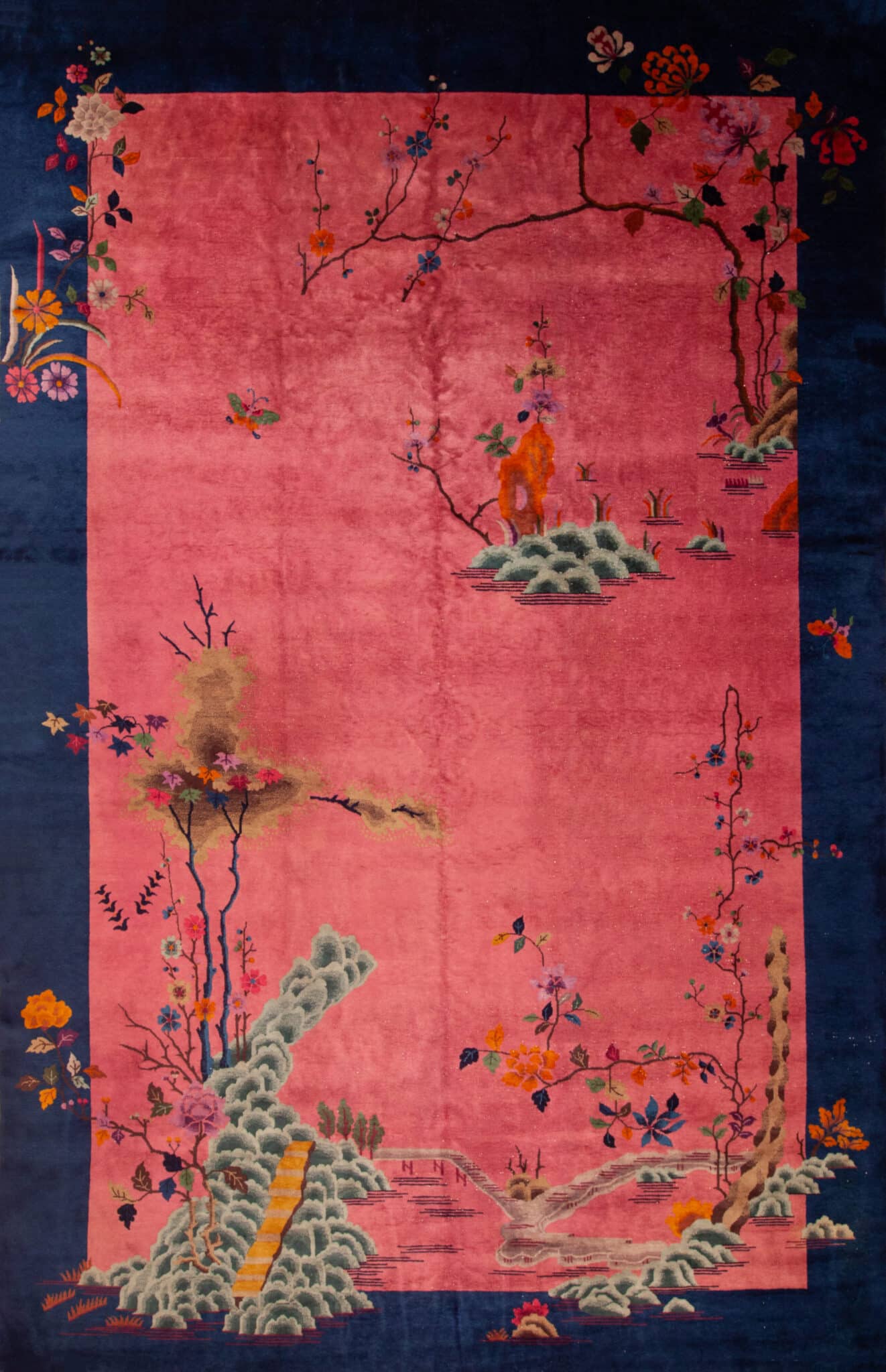 Antique Chinese Art Deco Red Area Rug by Nazmiyal Rugs