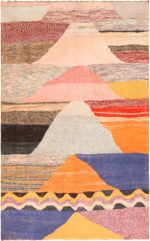 Bold Abstract Layered Design Vintage Moroccan Kilim 72997 by Nazmiyal Antique Rugs