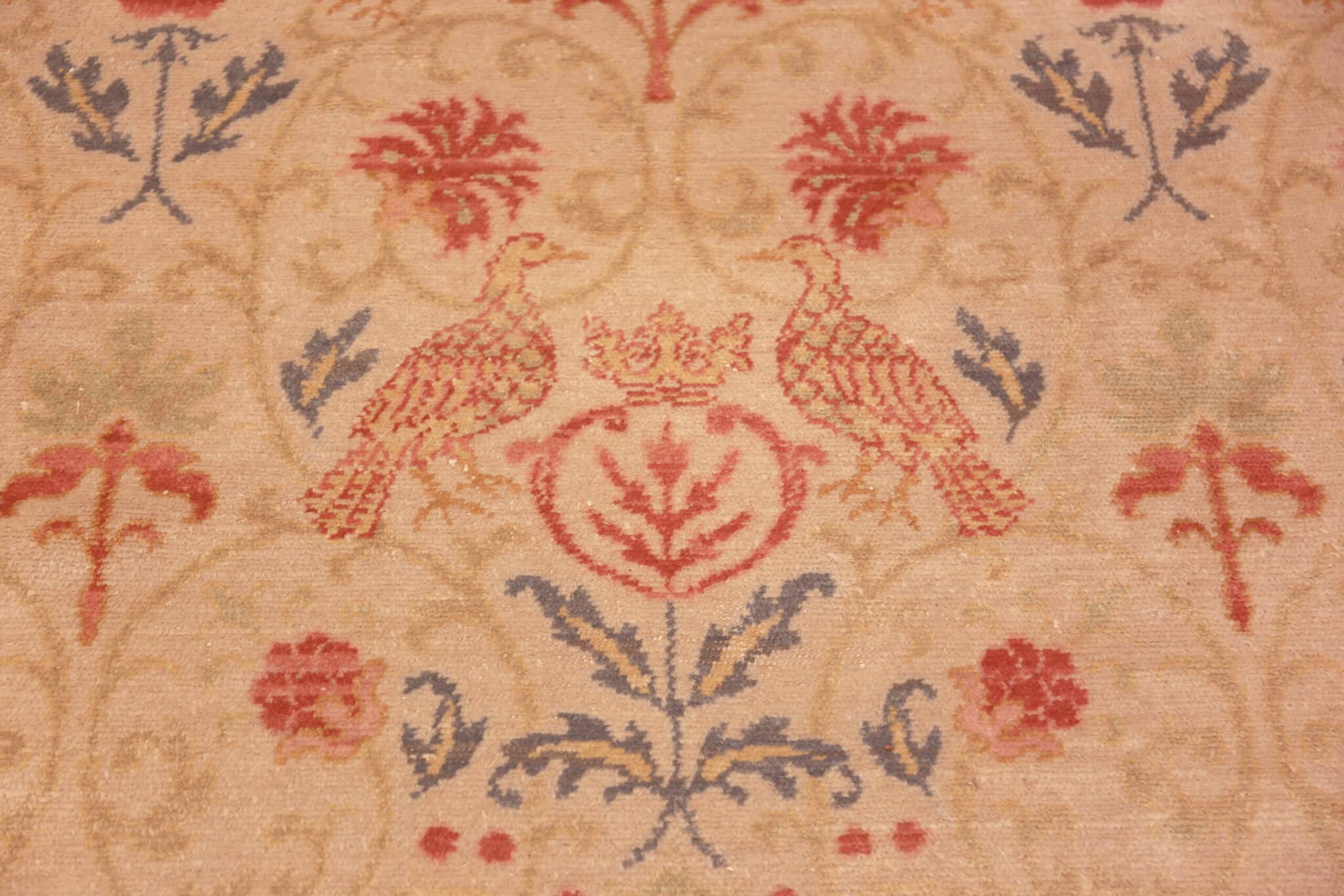 Charming Antique Bird Design Spanish Area Rug 72904 Nazmiyal
