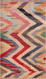 Colorful Vintage Moroccan Zigzag Design Kilim Rug 72993 by Nazmiyal Antique Rugs
