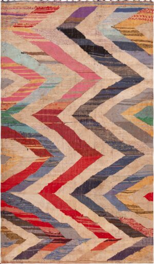 Colorful Vintage Moroccan Zigzag Design Kilim Rug 72993 by Nazmiyal Antique Rugs