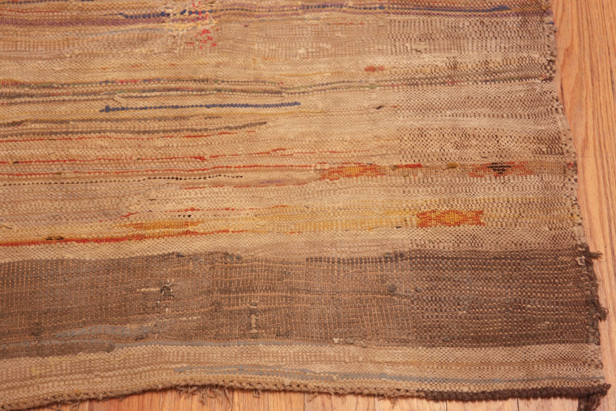 Abstract Artistic Earth Tones Vintage Moroccan Kilim Rug 73021