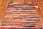 Top of Striped Jewel Tones Vintage Moroccan Flatweave Rug 73007 by Nazmiyal Antique Rugs