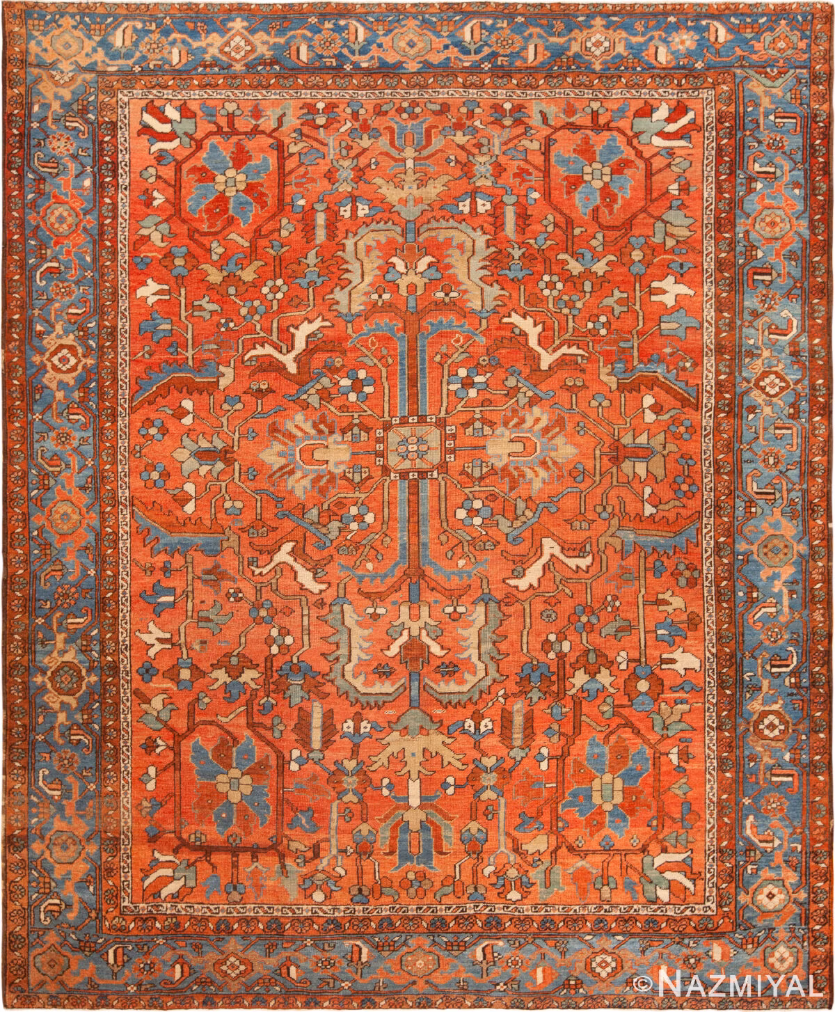 Rugs Tones Antique Persian Heriz Rug 73055 by Nazmiyal Antique Rugs