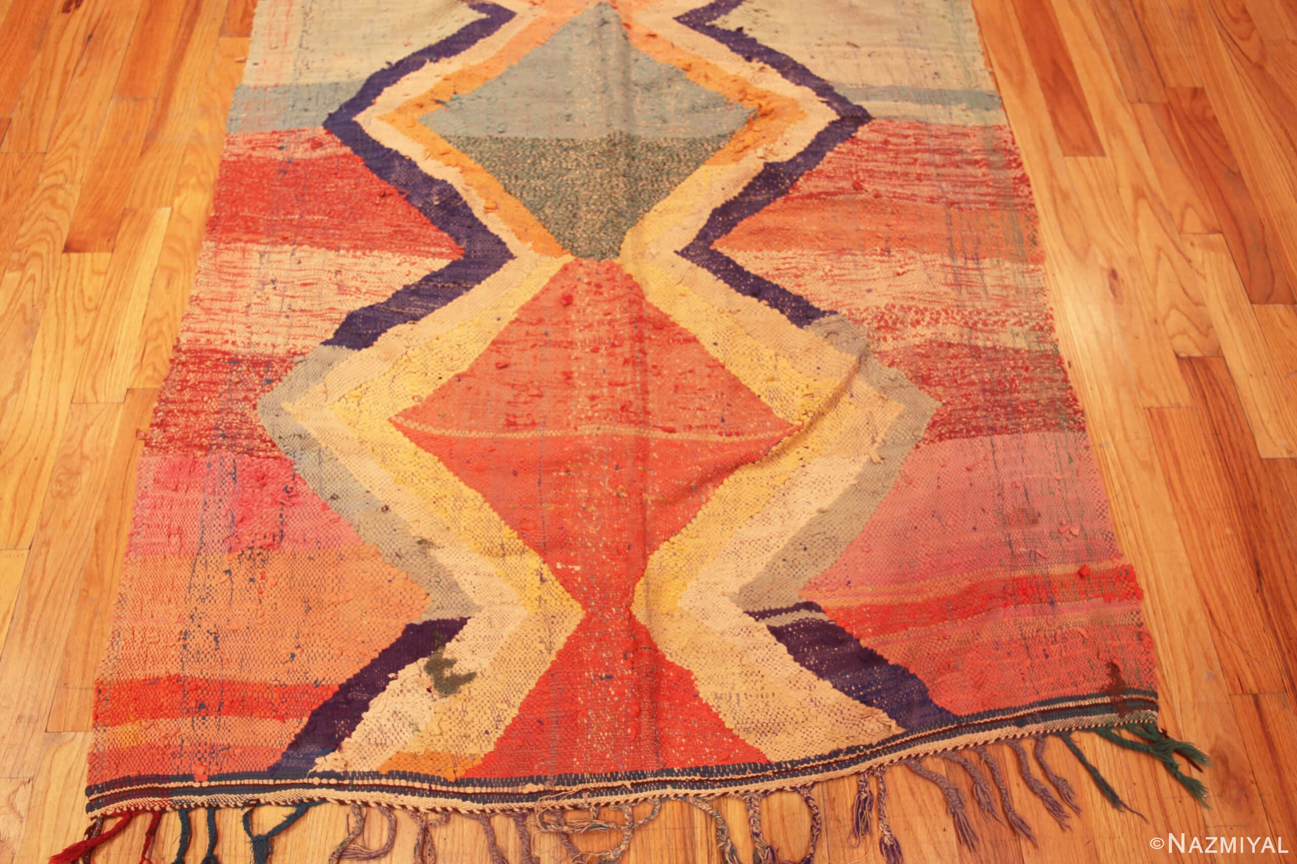 Bottom of Gallery Size Artistic Vintage Moroccan Kilim 72991 by Nazmiyal Antique Rugs