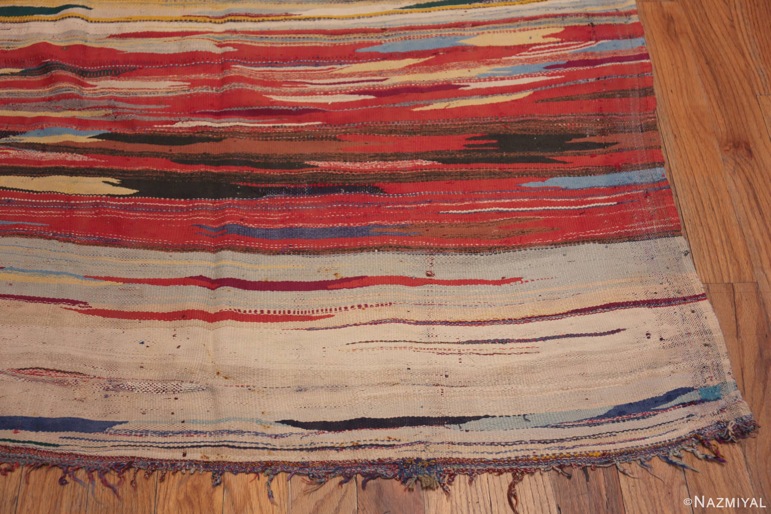 Bottom of Gallery Size Colorful Vintage Moroccan Kilim Rug 72989 by Nazmiyal Antique Rugs